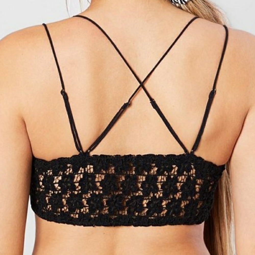 Free People Celine Black Velvet Bralette Top Small - Picture 2 of 4